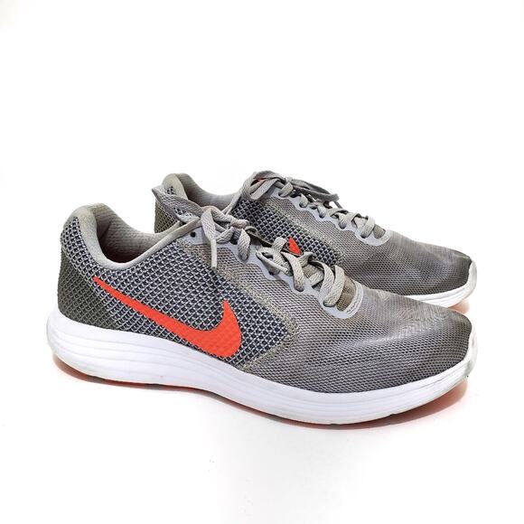 Nike | Revolution 3 Wolf Gray / Hyper Orange Ankle-High Running Shoe Sneaker - Picture 1 of 12